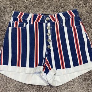 urban outfitter striped denim shorts